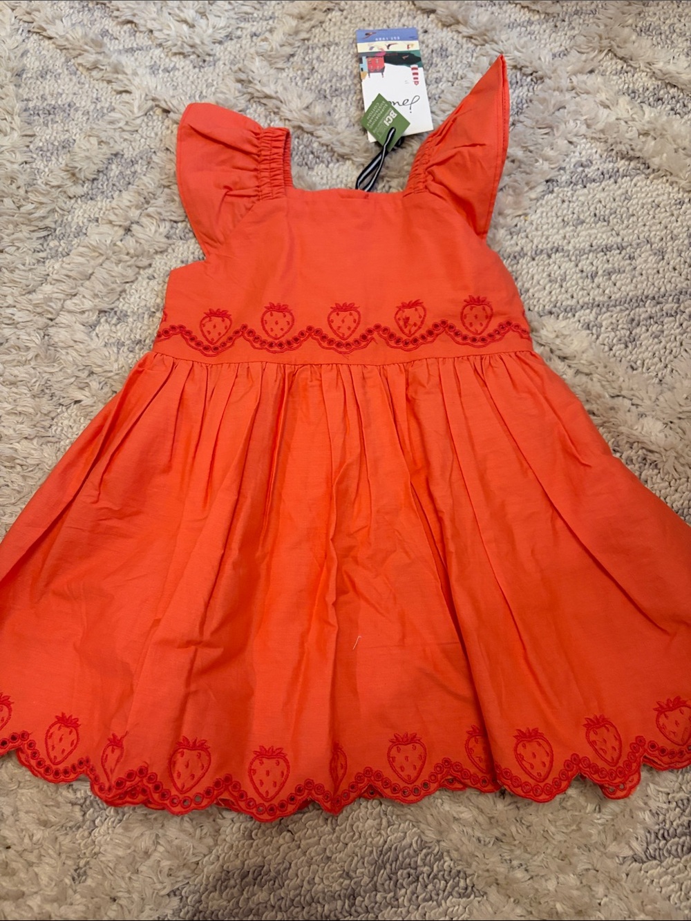 Joules Orange Strawberry-Trim Girls' Sundress